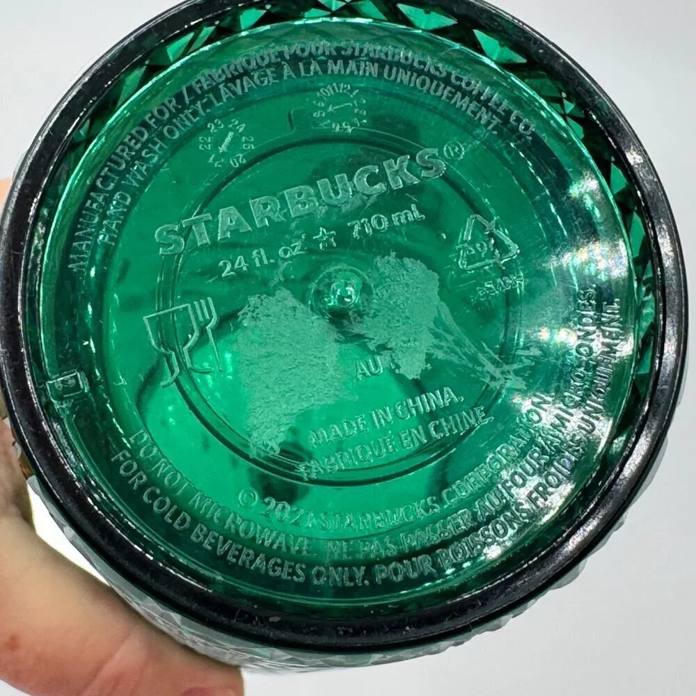 Starbucks Emerald Green Jeweled Cold cup 24oz Tumbler
